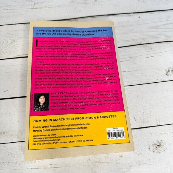 Luminous Silvia Park Advance Reader Copy ARC Proof 2025 Simon & Schuster - Picture 2 of 5